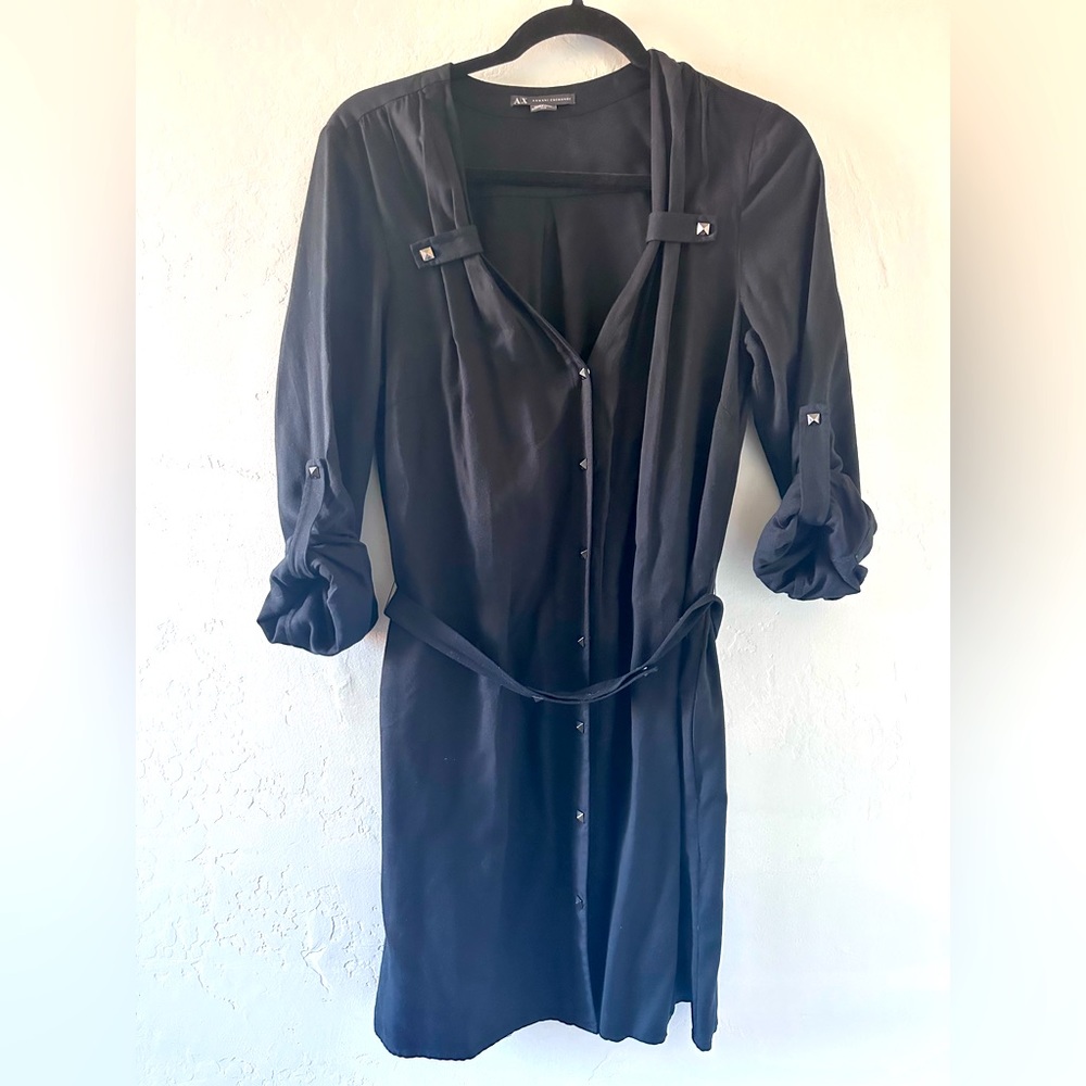 A/X ARMANI EXCHANGE Classic Black Dress Button Down Size Medium